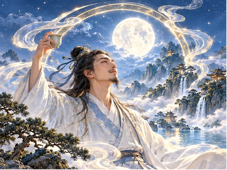 李白艺术化诗人形象（非史料画像）